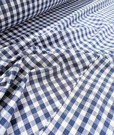 a blue and white checkered shirting fabric