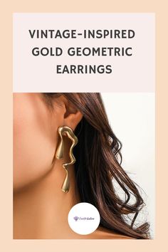 Vintage-Inspired Gold Geometric Earrings Geometric Drop Earrings, Retro Metal Drop Earrings Jewelry, Retro Gold Drop Earrings, Retro Gold Dangle Earrings, Retro Metal Drop Earrings, Vintage Gold Teardrop Crystal Earrings, Elegant Yellow Gold Geometric Earrings, Water Drop Earrings, Earring Stand