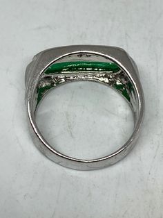 Vintage Lucky Green Nephrite Jade ring Large green nephrite jade Ornate German Silver Vintage ring, does not tarnish, NOT sterling Sizes 8 or 11 My jeweler can custom re size for a $10-$20 fee All rings are shipped free in the US in a nice gift box. Check out our over a THOUSAND great reviews Engraving is $4 per letter and is not always perfect depending on the piece. It can take a few days if the jeweler is busy. This is payable to Paypal Judithsltd@gmail.com Formal Green Enamel Ring With Polished Finish, Green Enamel Open Ring, Hallmarked Green Enamel Ring For Anniversary, Green Hallmarked Enamel Ring For Anniversary, Green Signet Ring For May Birthstone Formal Occasions, Green Signet Ring For May Birthstone Occasions, Green Signet Ring With Polished Finish For Promise, Vintage Green Enamel Ring For Anniversary, Green Ring With Polished Finish For Formal Occasions