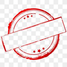 a red rubber stamp with stars and a ribbon on it, that has been placed in the