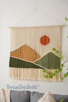 Macrame Landscape, Modern Home Decor, Colorful Macrame, Wall Tapestry Woven, Living Room Art Macrame Wall Decor Living Room, Colorful Macrame, Home Decor Colorful, Crochet Wall Art, Diy Leather Bracelet, Landscape Modern, Tapestry Woven, Macrame Wall Decor