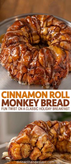 cinnamon roll monkey bread with icing on top