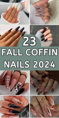 Early Fall Nails Coffin, Fall Color Coffin Acrylic Nails, September Coffin Nails, Coffin French Tip Nails Fall Colors, Fall Nails Medium Coffin, Long Fall Nail Ideas, Coffin Nails Fall 2024, Nail Designs September 2024, September Nail Ideas Coffin