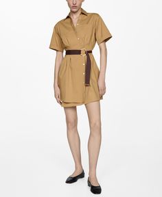 in stock Camel Shirt, Camel Shorts, Mango Dress, Belted Shirt Dress, Medium Brown, Belts For Women, New Dress, Camel, Mango