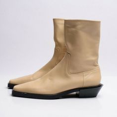 Zara Western Style Leather Ankle Boots In A Buttery Cream Color. Zara Shoes, Western Style, Leather Ankle Boots, Western Fashion, Cream Color, Real Leather, Bootie Boots, Ankle Boots, Size 7