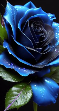 a blue rose with water droplets on it