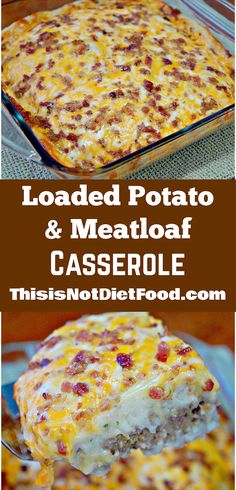 loaded potato and meatloaf casserole with cheese