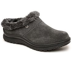 Whether you're kicking back by the fireplace or strolling outside to get the mail, these Emerson slippers provide a layer of warmth and support that cradles your foot in comfort. The durable exterior can be worn just about anywhere. From Minnetonka. By The Fireplace, Suede Clogs, Clog Slippers, Moccasins Shoes, The Fireplace, Round Toe Heels, Outdoor Wear, Suede Shoes, Chukka Boots