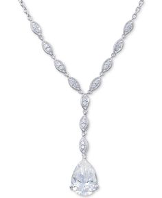 Reach beyond elegance with this ultra-stylish Swarovski zirconia lariat necklace designed by Arabella in sterling silver. Luxury Lariat Necklace With Cubic Zirconia, Silver Diamond-shaped Necklace For Formal Occasions, Elegant Cubic Zirconia Diamond-shaped Necklace, Silver Diamond-shaped Cubic Zirconia Necklace, Luxury Diamond-shaped Cubic Zirconia Necklace, Swan Necklace, Swarovski Crystal Necklace, Luxury Gifts, Lariat Necklace