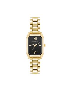 Anne Klein Gold-Tone/Black Petite Octagonal Shaped Metal Bracelet Watch Classic Black Jewelry With Rectangular Dial, Metal Bracelet, Metal Bracelets, Gold Watch, Bracelet Watch, Vintage Inspired, Gold Tones, Bracelet, Band