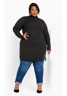 Ivy Rib Tunic Tunic Sweaters, Ankle Heel Boots, Casual Pieces, Plus Size Tunic, Roll Neck Top, Classic Scarf, Plus Size Brands, Ankle Heels, Tunic Tank Tops