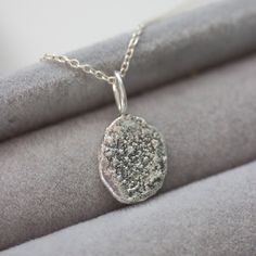 "Sterling silver pendant with unique reticulated texture.  The pendant (including the bail) is 19mm high and 10mm wide. You can buy it with or without dainty sterling silver chain. If you are buying it as a gift I would suggest 16\" (40cm) or 18\" (45cm) chain. If you are not sure about the length, place a string around your neck and hold both ends by your chest where you want the pendant to sit, then measure the length of the string. This item is ready-made and will be shipped within a couple of days. It will come gift-wrapped for no additional charge." Silver Necklace With Coin Pendant, Silver Hammered Oval Pendant Necklace, Hammered Sterling Silver Necklaces In Silver, Lovely Ring, Recycled Metal, Slovakia, Ready Made, Sterling Silver Chain, Sterling Silver Pendant