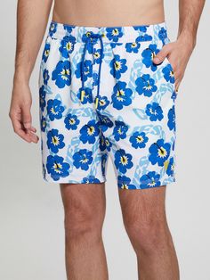 Carry the good vibes with you in these swim trunks with groovy signature print, playful colors and silicone-coated drawstring. Playful Swim Trunks For Vacation In Spring, Playful Swim Trunks For Spring Pool Occasion, Playful Swim Trunks For Spring Beach, Playful Blue Swim Trunks For Poolside, Spring Tropical Style Swim Trunks For Pool, Tropical Style Swim Trunks For Spring Pool, Spring Tropical Swim Trunks For Pool, Tropical Swim Trunks For Spring Pool Season, Playful White Bottoms For Pool