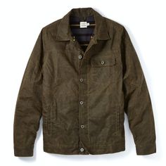 Flint and Tinder’s iconic waxed trucker jacket, flannel-lined for warmth and comfort Utility Cotton Outerwear With Waxed Finish, Vintage Waxed Winter Outerwear, Classic Waxed Finish Outerwear For Outdoor, Classic Waxed Finish Utility Jacket For Outdoor, Rugged Winter Utility Jacket With Flap Pockets, Rugged Cotton Outerwear For Fall, Rugged Unstructured Outerwear For Work, Casual Waxed Finish Utility Jacket For Fall, Rugged Shacket For Outdoor Winter Use