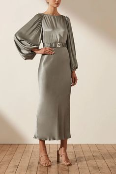 La Lune Balloon Sleeve Midi Dress with Belt | Sage | Dresses | Shona Joy – Shona Joy International Women White Dresses, White Dresses Wedding, Rehearsal Dinner Dress, Women's Maxi Dresses, Sage Dresses, Backless Dresses, Women Dress Collection, Sage Dress, Latest Dress Design