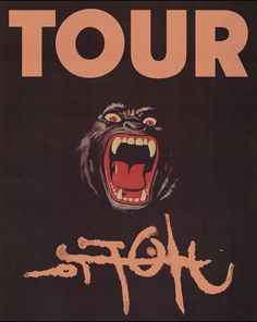 an advertisement for the rolling stones'tour shows a gorilla with its mouth wide open