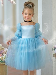 Your little fashionista is sure to steal the spotlight in our statement sleeve tulle dress. Its dramatic silhouette and pretty details will leave everyone in awe of your cutie-pie. Fashion flair is in the air! Light and breathable fabric for a comfy fit that gives her cool-girl confidence all day. Long Sleeve Tulle Dress For Fancy Dress Occasion, Spring Princess Dress With Tulle For Costume Party, Spring Princess Dress In Tulle For Costume Party, Spring Tulle Princess Dress For Costume Party, Blue Tulle Tutu Dress For Fancy Dress, Spring Long Sleeve Tutu Dress For Pageant, Blue Princess Style Tutu Dress For Fancy Dress, Light Blue Princess Style Tutu Dress For Dress-up, Tulle Long Sleeve Princess Dress For Dress-up