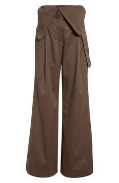 An artfully folded-over waistband and a buckled belt highlight the trench-inspired styling of these cotton-twill trousers cut in a pooling wide-leg silhouette. Zip fly Front slant pockets; back welt pockets Removable belt 100% cotton Dry clean Made in Bulgaria Designer Clothing Boy Activewear, Twill Trousers, Favorite Daughter, Jw Anderson, Maternity Shops, Loungewear Shorts, Designer Clothes For Men, Modern Outfits, Toddler Girl Outfits