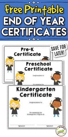 the free printable end of year certificate for students to use on their school's graduation