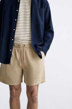 LINEN - COTTON SHORTS - taupe brown | ZARA United States Casual Linen Shorts For Spring, Zara Cotton Bottoms With Built-in Shorts, Casual Linen Relaxed Fit Shorts, Linen Summer Bottoms With Patch Pockets, Linen Bottoms With Patch Pockets For Summer, Zara Relaxed Fit Bottoms For Everyday, Spring Cotton Bermuda Shorts With Drawstring, Casual Beige Cotton Bermuda Shorts, Beige Relaxed Fit Shorts With Patch Pockets