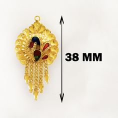 "Please contact us for any discounts or offers that are available on this item. We take absolute care of precious jewels are packed well so that there is no damage to the product. Your item will arrive in an elegant box, ideal for gifting to someone special. The weight of this earring in 18 KARAT SOLID YELLOW GOLD - 6.600 Grams Approximately Handling Time: We take handling time of 10 Business Days from the date of receipt of the payment after receiving cleared payment. Please check our designs l Yellow Gold Pendant Earrings For Festive Occasions, Yellow Gold Pendant Earrings For Festivals, Yellow Gold Pendant Earrings, 22k Gold Pendant Earrings As Gift, 22k Gold Pendant Earrings For Gift, Yellow Gold Drop Earrings, Yellow Gold Earrings, Back Drop, Precious Jewels