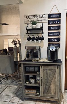 the coffee bar is set up for customers to use