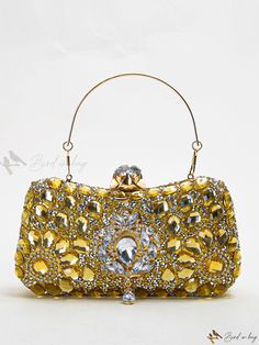 Bird in Bag - Elegant Rhinestone-Embellished Evening Bag, Womens Clip Closure Glitter Wallet for Special Occasions Crystal Clutch With Rhinestones, Gold Crystal Clutch Bag, Gold Sparkling Rectangular Bag, Gold Handheld Evening Bag With Rhinestones, Gold Bling Clutch Bag, Gold Rectangular Crystal Clutch, Gold Sparkling Rectangular Evening Bag, Sparkling Gold Rectangular Evening Bag, Glamorous Gold Crystal Bags