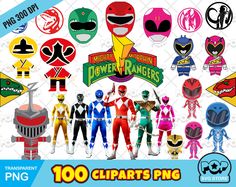 the power rangers cliparts are available for use in your project or scrapbook