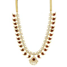 Indian Traditional Mango Necklace is very traditional Kerala, South indian bridal Jewellery. This gold plated imitation ethnic Necklace is adjustable with backlink chain. Wear this on parties and marriages. It is also worn by south Indian brides and classic dancers. South Indian Bridal Jewellery, Indian Bridal Jewellery, Indian Brides, Indian Necklace, Ethnic Necklaces, South Indian Bride