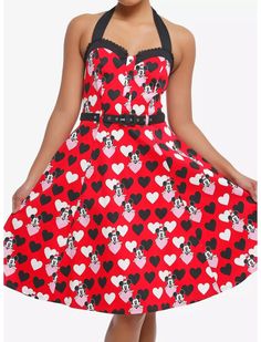 Her Universe Disney Mickey Mouse & Minnie Mouse Hearts Retro Halter Dress Her Universe Exclusive Mickey Balloons, Mickey Mouse Minnie Mouse, Her Universe, Disney Fashion, Waffle Knit Top, Fashion Wishlist, Disney Love, Disney Style, Disney Mickey Mouse