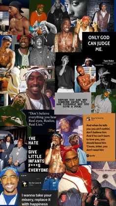 the collage has many different pictures and words on it, including an image of a man