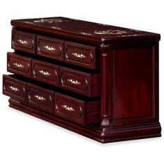 a large wooden chest with drawers on each side