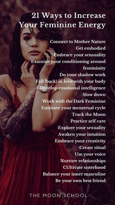 20 Best Ways to Increase Feminine Energy in 2024 Healthy Feminine Energy, Toxic Feminine Energy, Black Feminine Energy, Increase Feminine Energy, Youtube Topics, Sacred Sensuality, Laurie Cabot, Connect To Nature, Feminine Energy Aesthetic