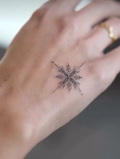 a person's hand with a small tattoo on the left side of their wrist