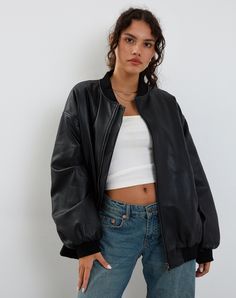 Black PU Jacket | Benta – motelrocks-com-us Jean Model, Jacket Collection, Pu Jacket, Vegan Leather Jacket, Strappy Top, Party Dress Long Sleeve, Bandeau Dress, Body Con Skirt, Party Dress Long