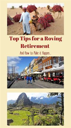 the cover of top tips for a moving retirement and how to make it happen with pictures of people walking around