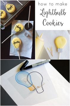 how to make lightbulb cookies with icing and baking utensils for kids