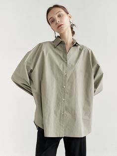 Editor's notesThis oversized shirt features classic collar and button front design. It is accentuated with subtle logo embroidery detail at chest. - Soft and crisp cotton fabric- Intended for a loose fit- Structured collar design and button fastenings- Dropped shoulders for comfortable mood- Sophisticated logo embroidery at chestMeasurements(in.)Size One Size(XS-M)- Length: 30.32 in - Shoulder: 24.41 in - Bust: 27.56 in - Sleeve: 21.26 in * Model info: Height 5' 10 Waist Sophisticated Logo, Collar Designs, Embroidery Details, Logo Embroidery, Front Design, Oversized Shirt, Embroidery Logo, Cotton Shirt, Loose Fitting