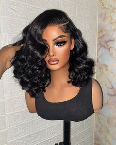 Black Women Hairstyles Side Part, Jet Black Side Part, Lace Wigs Styles, Lace Glue, Hair Extensions For Short Hair, Side Part Hairstyles, Haute Hair, Custom Signature