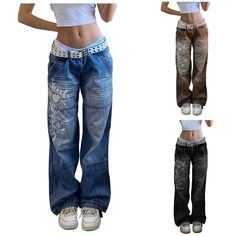 Athletic Pants Womens, Y2k Baggy Jeans, Harajuku Aesthetic, Women Cargo Pants, Streetwear Jeans, Warm Pants, Vintage Flare, Loose Jeans, Flare Trousers