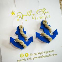 Beautiful Nautical Anchor Earrings. Add a pop of color to your wardrobe and let your style stand out! These would make the perfect summer gift for women. These are handmade with Polymer Clay and hang on gold plated small hoops.  They are super lightweight and measure around 1" x 1". Disclaimer: While I try my best to make each pair exactly the same, sometimes slight variations can occur as each piece is uniquely handmade Care Instructions While Polymer clay is sturdy, it is not indestructible. P Trendy Polymer Clay Jewelry For Beach, Trendy Polymer Clay Jewelry For The Beach, Resin Earrings For Summer Beach, Summer Beach Resin Earrings, Blue Resin Earrings For The Beach, Blue Resin Earrings For Beach, Summer Gift Earrings In Polymer Clay, Summer Gift Polymer Clay Earrings, Summer Polymer Clay Earrings For Gifts