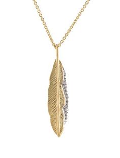 14K Yellow GoldIncludes Jewelry Pouch & Tag Nickel-free Yellow Gold Amulet Jewelry, Luxury Gold Feather Jewelry, Yellow Gold Bird Design Pendant Jewelry, Silver Feather Pendant Jewelry, Feather Pendant Necklace, Belt Shop, Feather Pendant, Saint Laurent Bag, Jewelry Pouch