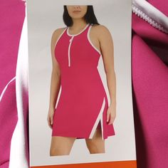 Sage Collective Colors: Pink Racer Back Center Front Zipper Dress And Shorts Are Fully Lined Gusset Lining In Shorts Stretch Interlock Fabric Content: 78% Polyester I 22% Spandex Approximately 263 Gsm Mid Weight Size Conversion: | Xxl = 18 Pink Athleisure Tennis Dress For Summer, Casual Pink Tennis Dress, Front Zipper Dress, Dress With Shorts, Sage Pink, Sage Dresses, Active Dress, Sage Dress, Zipper Dress