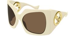 Brand new Gucci GG1255S 002 Ivory White Sunglasses. Ultra oversized ivory mask sunglasses in with large gold cutout emblems on temples. Dark brown lens. Limited Edition. Size 64-20-125. Retail $655. Comes with Gucci jewel toned velvet case, cleaning cloth, satin pouch and authenticity cards. 100% authentic. Made in Japan. Elegant White Shield Sunglasses With Tinted Lenses, Gucci White Sunglasses With Uv Protection, Gucci Beige Tinted Sunglasses, Luxury Cream Sunglasses With Gradient Lenses, Luxury White Gucci Sunglasses, Luxury Cream Sunglasses For Summer, Elegant White Gucci Sunglasses, Mask Sunglasses, Satin Pouch