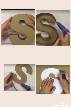 someone is cutting out the letter s into pieces with scissors and glue to make it look like letters