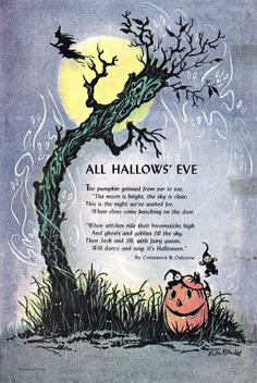 an old fashioned halloween card with the words all hallow's eve