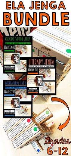 a bunch of books that are on top of a wooden table with the title ela jencaa bundle