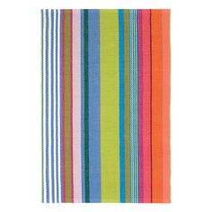 a multicolored striped towel on a white background