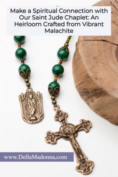 Find solace and grace in this timeless heirloom, the Saint Jude Chaplet. Crafted from luxurious malachite gemstones, this chaplet is a perfect gift for any loyal devotee of Saint Jude. Known as the patron saint of lost causes, Saint Jude's holy power has been celebrated since early Christianity. Follow us for more designs and unique Catholic gifts. Raising Arrows, Saint Jude, Green Malachite, St Jude, Rosary Catholic, Rich Green