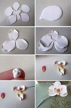 the process of making paper flowers is shown